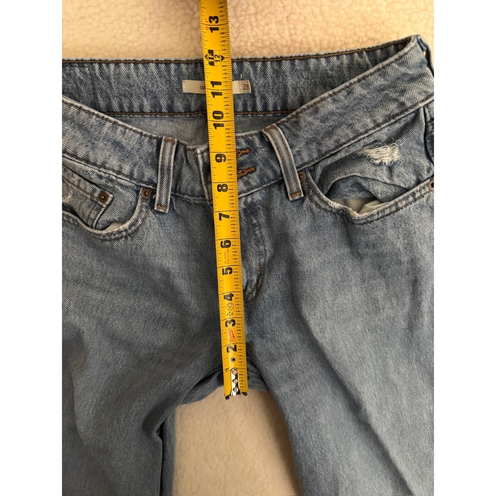 Levis Superlow Straight Jeans Womens 28 Blue Light Wash Low Rise Distressed - Picture 10 of 13